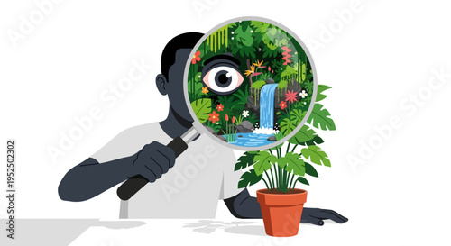 Visionary environmental impact analysis concept showing a professional uncovering sustainable potential in everyday business practices