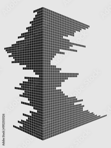 A black and white wall corner. Abstract background of geometric rectangular shapes. Sketch for use in creative work.