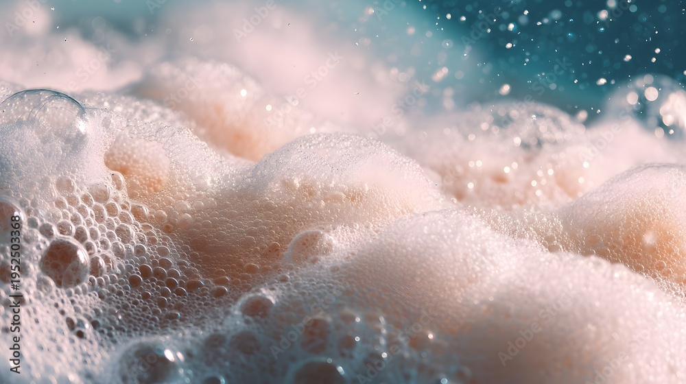 Fototapeta premium Soft bubbles float in clear water