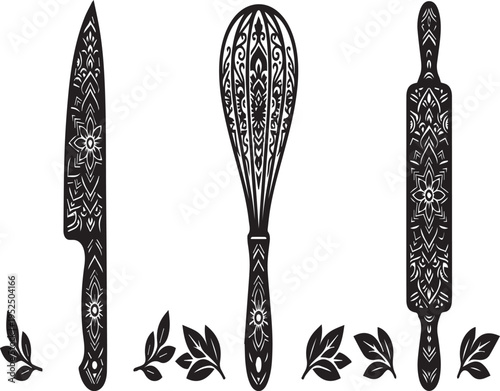Kitchen Utensil Silhouette Icons for Cooking