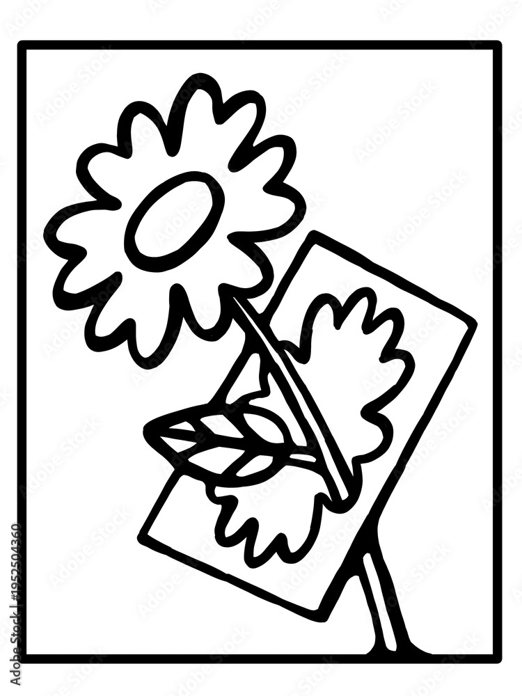 Fototapeta premium Edgy minimalist line art daisy with dark aesthetic vibes