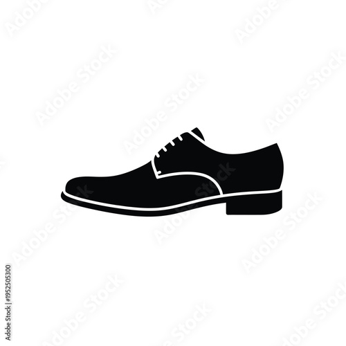 A simplistic black silhouette of a classic men s dress shoe