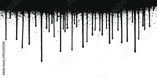 Abstract black ink drips on white background vector illustration with modern artistic design