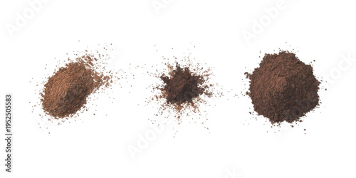 Three brown powder smudges or stains on white background vector illustration