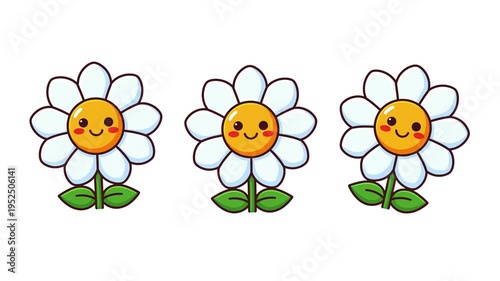 Cute Animated Daisy Flower Loop with Wiggle Motion Cartoon Smiling Flower Character