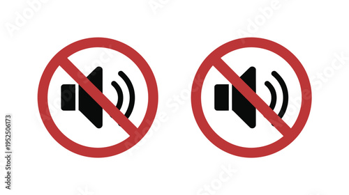 Silent mode icon set with speaker symbols for mute sound control in modern vector illustration design