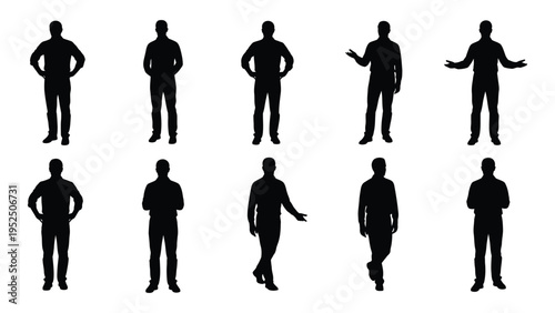 A group of men in various poses