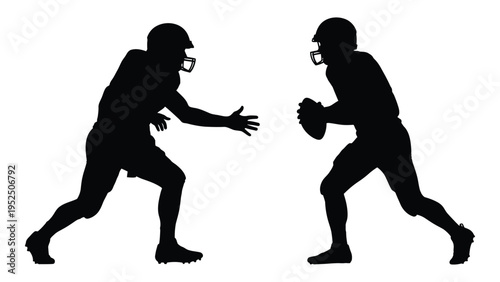 Two american football players facing each other