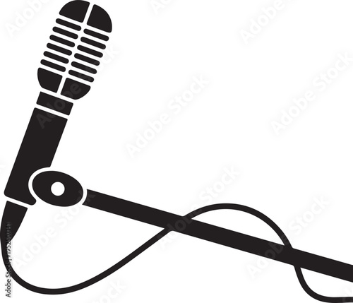 Wired microphone on stand silhouette icon