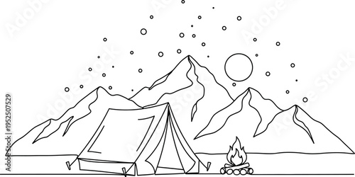 Camping in the mountains at night