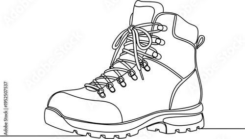 Continuous line drawing of a hiking boot
