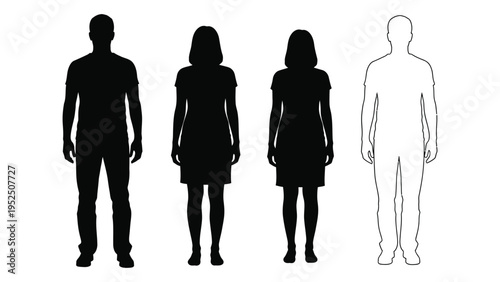 Four human silhouettes standing side by side