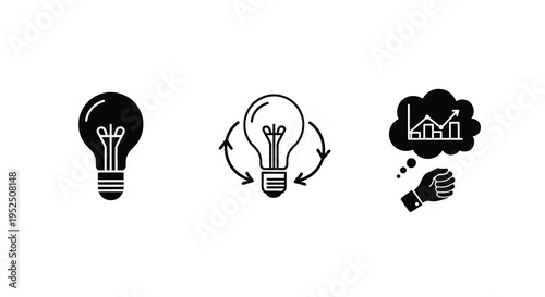Ideas innovation and success represented through simple icons silhouette