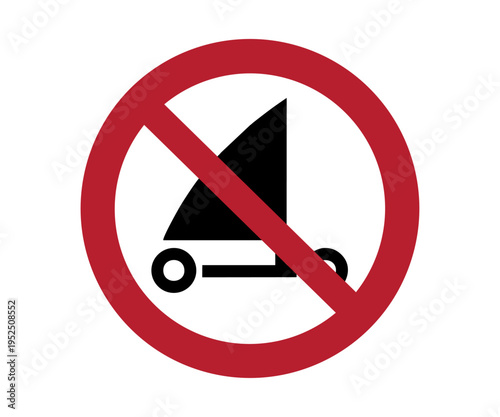 ISO 7010 P067 No sand yachting sign. Prohibition sign pictogram vector design and illustration. 
