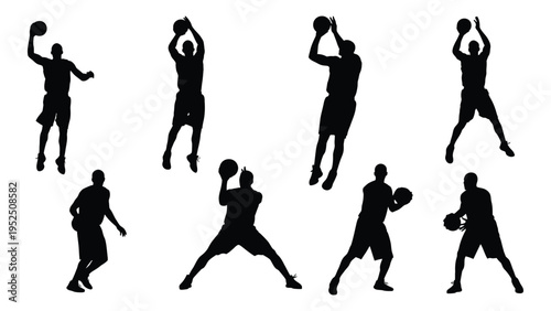 A group of black silhouettes of men playing baseball