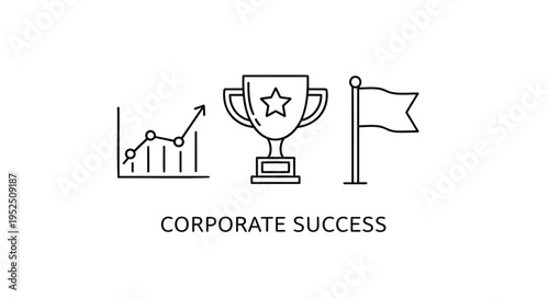 Set of 3 corporate success icons vector