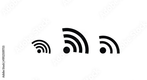 Three increasing wifi signal strength icons presented as a silhouette