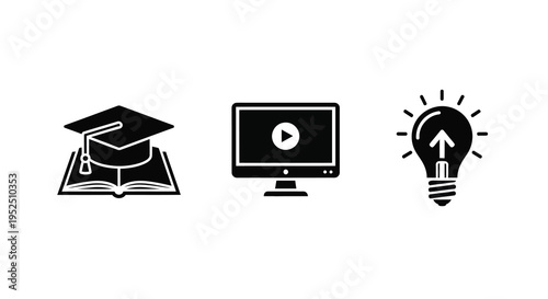 Education technology and innovation represented in a minimalist silhouette