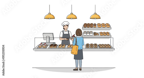 Baker Serving Pastries to Customer in Bakery Shop