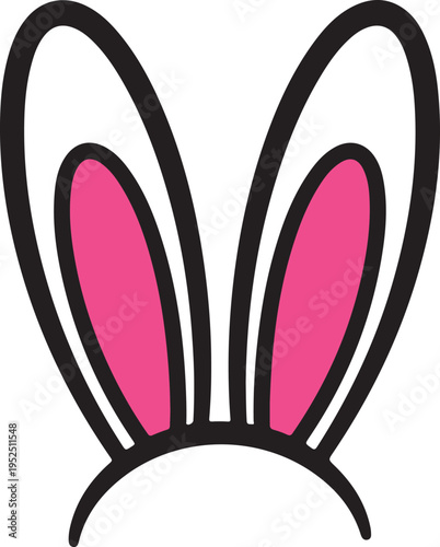 Cute cartoon bunny ears illustration with pink inner ears for Easter and spring themes
