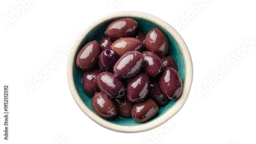 Canvastavla Isolated bowl of fresh Kalamata olives for healthy Mediterranean diet, gourmet a