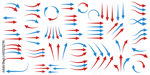 Vector set for modeling airflow and wind ventilation. Concepts for filters, arrows, fans, and flow lines. Graphic element for heating, air conditioning, ventilation, and air conditioning (HVAC) system