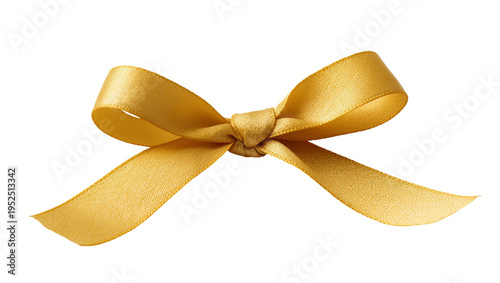 Tableau sur toile Isolated elegant golden satin ribbon bow, perfect for gifts, celebrations, and festive decoration