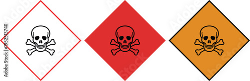 Skull and Crossbones Toxic Hazard Symbols in Different Colors