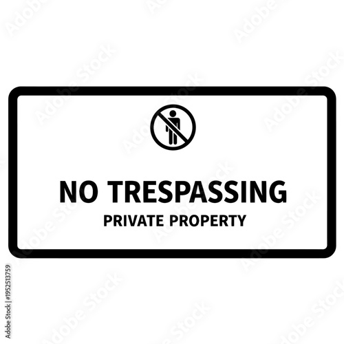 No Trespassing Sign Black and White Warning Vector