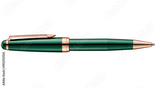 Photos Isolated stylish green and rose gold luxury ballpoint pen for professional writing