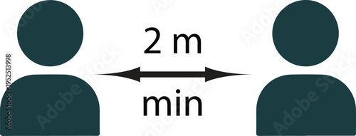 Social distancing guidelines 2 meters minimum distance between people. safety measure for public health protection