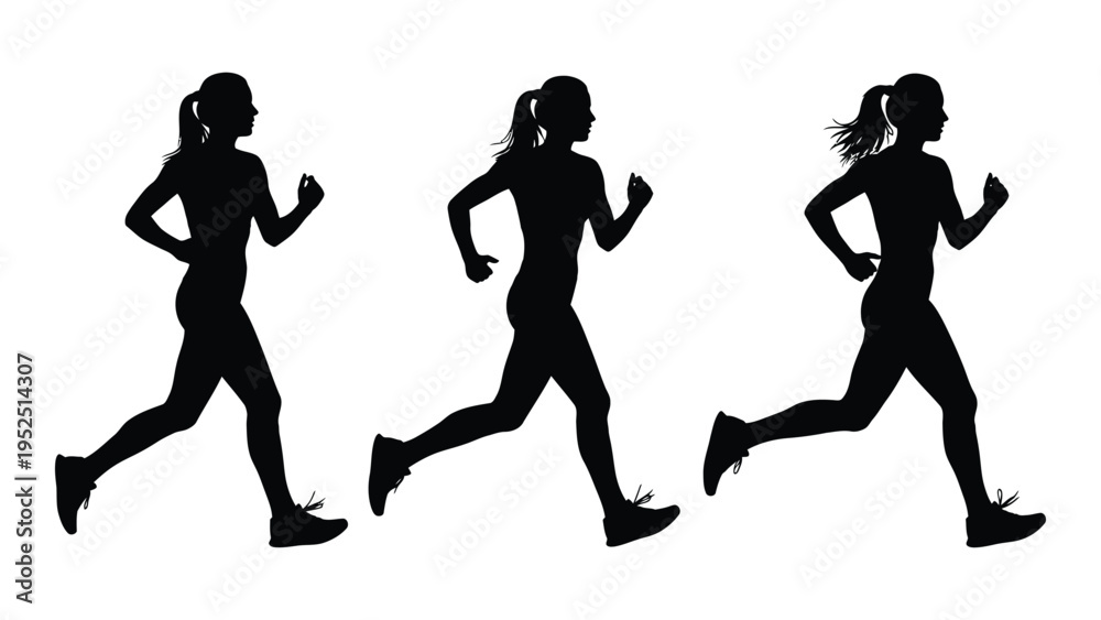 Fototapeta premium Three women running in different poses
