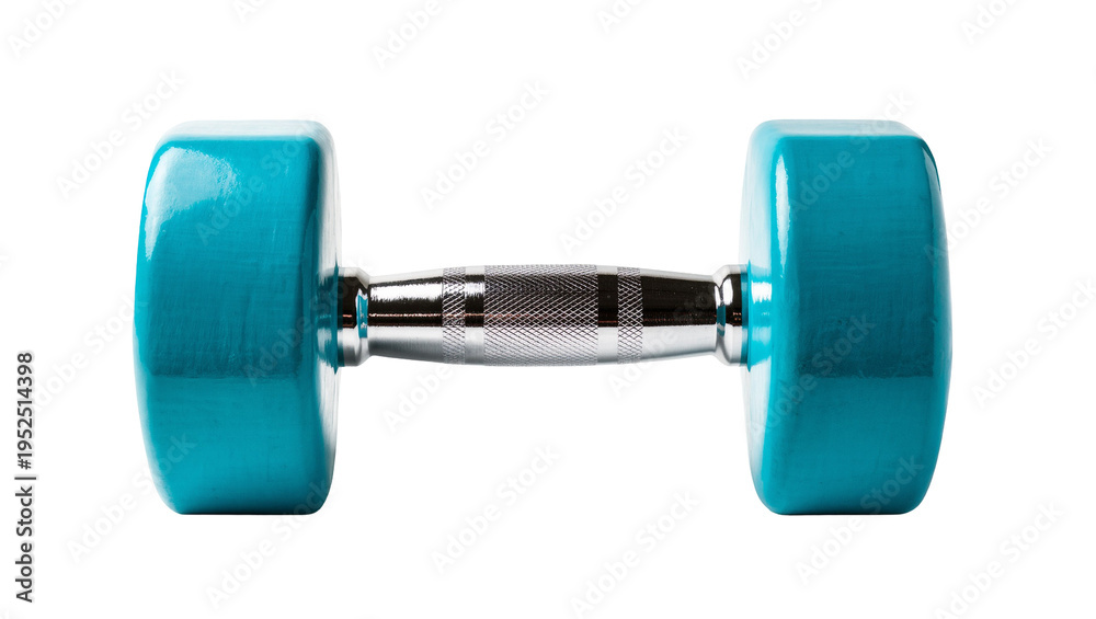 Obraz premium Isolated blue dumbbell for fitness and weight training, healthy lifestyle and strength workouts