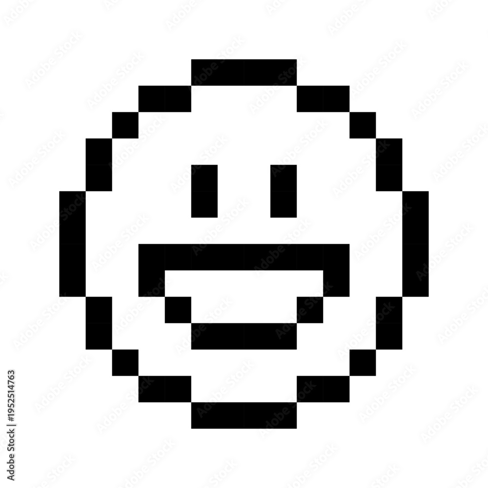 Obraz premium Pixel Emoji Face – 8-Bit Style Emoticons in Vector Format