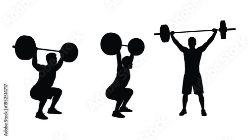 Man doing squats with a barbell in different positions
