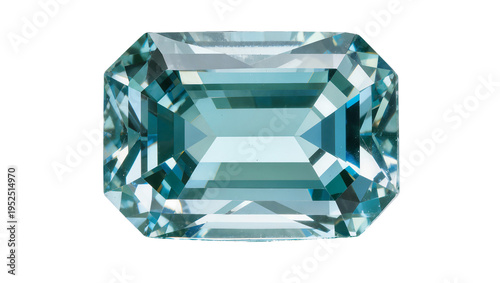 Tableau sur toile Isolated brilliant teal blue-green emerald cut gemstone for elegant jewelry desi