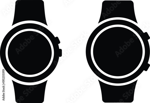 Smartwatch and wearable technology icons - digital watch, timepiece, fitness tracker symbol