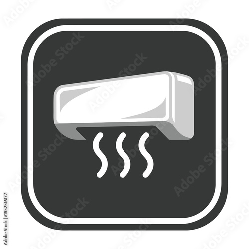 Air conditioner symbol with cooling effect depicted in a minimalist icon style on a dark background