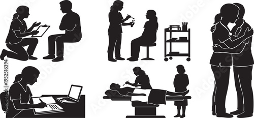Forensic Medical Exam and Patient Advocacy Specialist Silhouette (SANE) Icons
