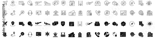Aircraft icon vector set. Plane train Illustration sign collection. Craft symbol. Airplane logo. 
