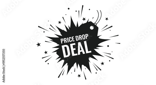 Price drop deal vector label with explosion effect