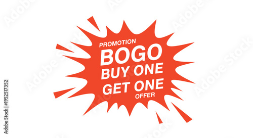 Vector BOGO promotion badge, buy one get one free offer