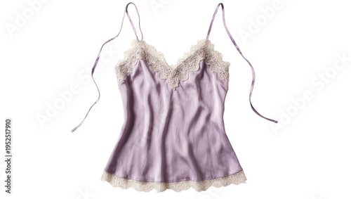 Vászonkép Isolated elegant lavender silk camisole with delicate lace trim perfect for slee