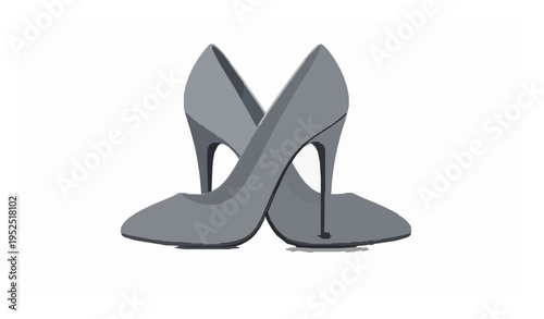 Elegant gray high heels pair vector 3D realistic fashion shoes isolated on white background