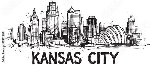 Kansas City skyline silhouette vector art with bold typography, urban landscape graphic, city icon, modern city illustration, city view, design element, graphic design