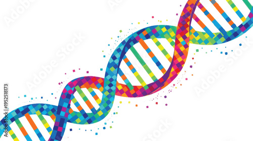 Vibrant Colorful DNA Double Helix Structure Vector Illustration on White Background for Science, Genetics, and Medical Concepts