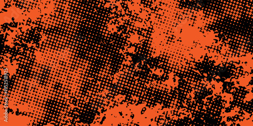 Textured graphic overlay combining grungy wear-and-tear with a structured halftone pattern, suitable for adding a rugged, distressed look to any design project.