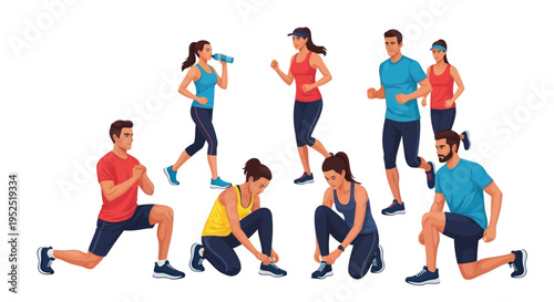 Diverse Group of People Exercising Together Outdoors