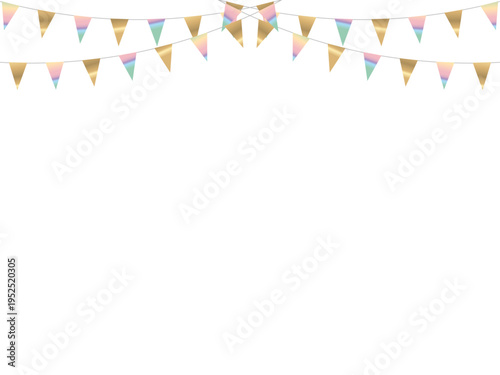 ガーランド三角ひも、曲線、金20虹淡F6