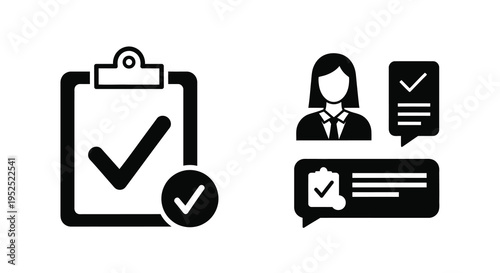 Business checklist with confirmation and a woman black silhouette